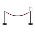 Montour Line Stanchion Post and Rope Kit Black, 2FlatTop 1Maroon Rope 8.5x11V Sign C-Kit-1-BK-FL-1-Tapped-1-8511-V-1-PVR-MN-PS